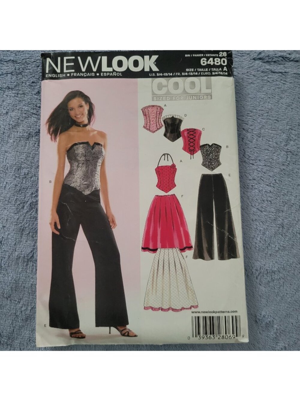 New Look 6480 Sewing Pattern Juniors Corset Top Skirt & Pants Sizes 3/4-13/14 13